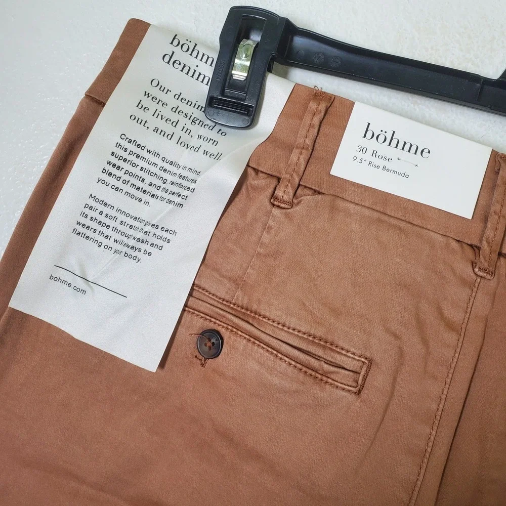 Bohme NWT Mauve Rose Cotton Chino Bermuda Shorts Size 30 Women's Terracotta